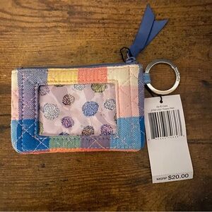 Pastel Plaid Quilted ID Case with Key Ring